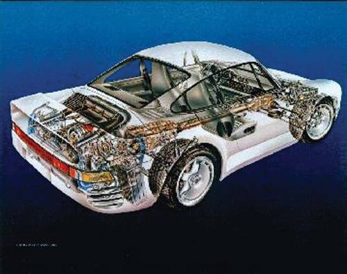 Performance Products® - Porsche® 959 Cutaway Poster